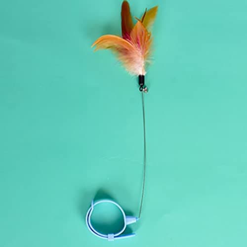 Zerodis Interactive Cat Collar Toys with Bell and Colorful Feathers for Indoor Play (Blue)