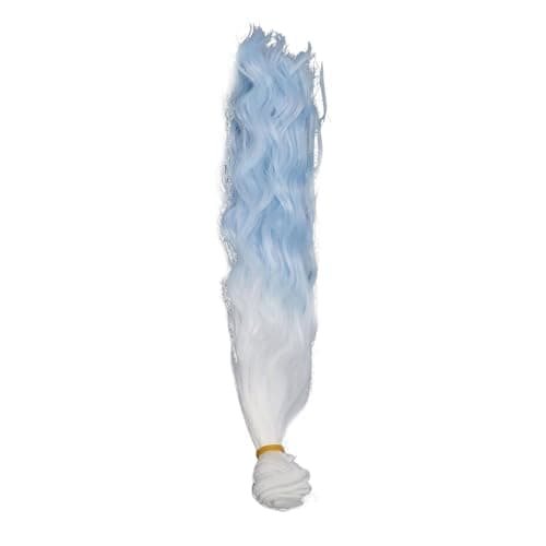 Roman Roll Multifunctional Doll Hair Weft Straight White Blue Gradient 30cm Silk Material