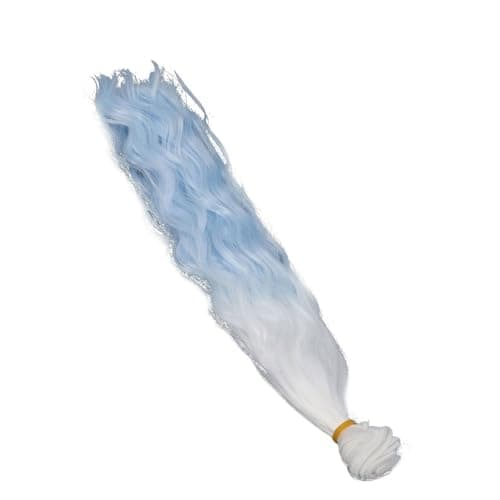 Roman Roll Multifunctional Doll Hair Weft Straight White Blue Gradient 30cm Silk Material