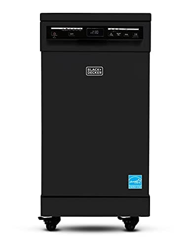 BLACK+DECKER Portable Dishwasher on Wheels 18" with Worktop Space & Faucet Connect