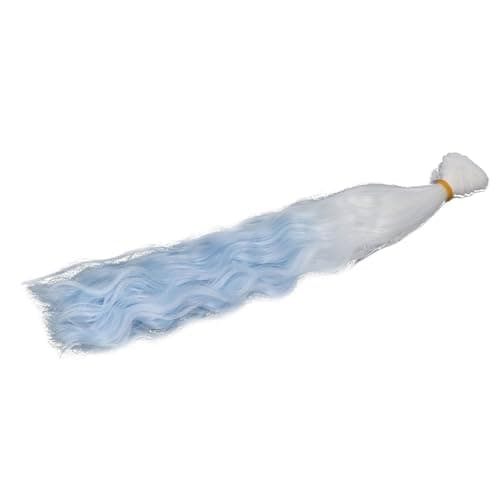 Roman Roll Multifunctional Doll Hair Weft Straight White Blue Gradient 30cm Silk Material