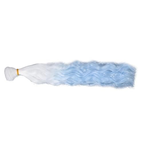 Roman Roll Multifunctional Doll Hair Weft Straight White Blue Gradient 30cm Silk Material