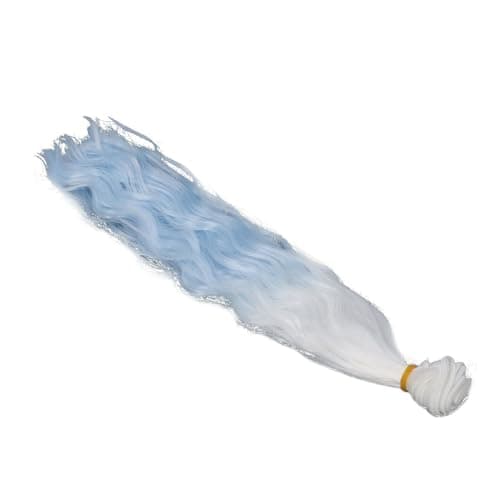 Roman Roll Multifunctional Doll Hair Weft Straight White Blue Gradient 30cm Silk Material