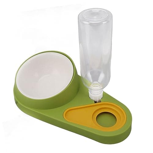 Spill-Proof Pet Feeder & Water Dispenser for Dogs and Cats (Green)