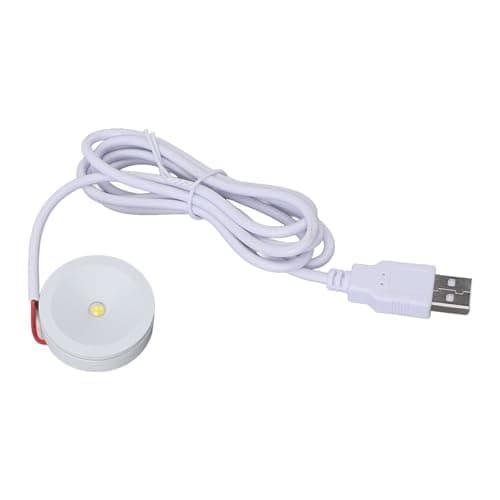 Zerodis 2 Sets 5V 1W USB Eye Caring Round LED Spot Lights White White Light Jewelry Cabinet Display