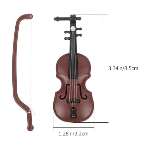 BESPORTBLE 1/12 Scale Mini Violin and Bow Set for Dollhouse Decoration
