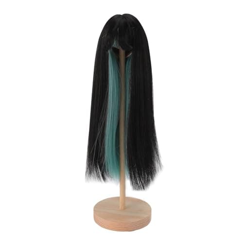 High Temperature Fiber Black Green Curly Doll Wig (7.3-8.3in Head)