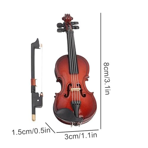 Mini Wooden Violin & Cello with Case, Bow & Stand Home Decor Ornament