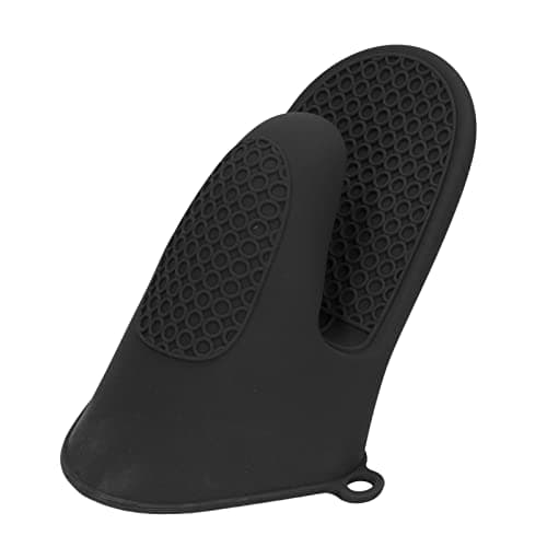 Zerodis Mini Silicone Oven Mitts for Cooking and BBQ (Black)