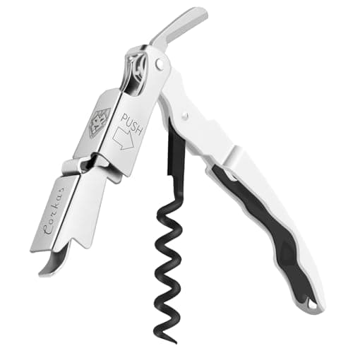 CORKAS Professional Waiter Corkscrew, Heavy Duty Foil Cutter, Red — White