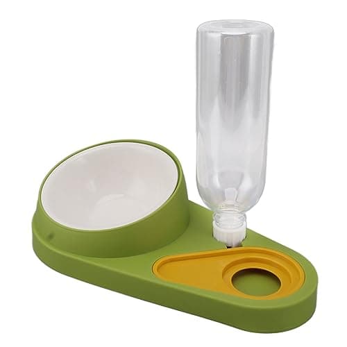 Spill-Proof Pet Feeder & Water Dispenser for Dogs and Cats (Green)