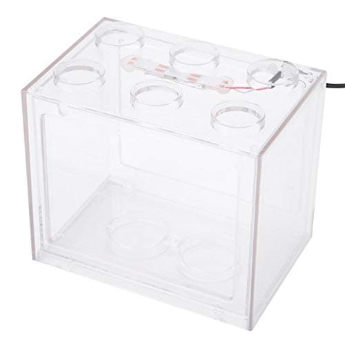 Zerodis Mini Aquarium Bowl with USB LED Light for Goldfish Décor