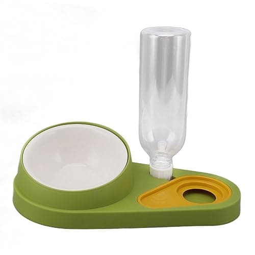 Spill-Proof Pet Feeder & Water Dispenser for Dogs and Cats (Green)