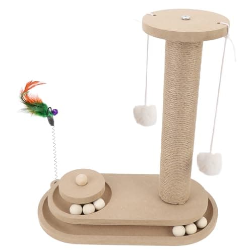 Interactive Rotating Scratching Post with Wand and Jute Rope for Cats Density Board Entertainment
