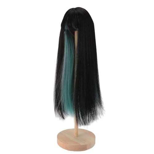 High Temperature Fiber Black Green Curly Doll Wig (7.3-8.3in Head)