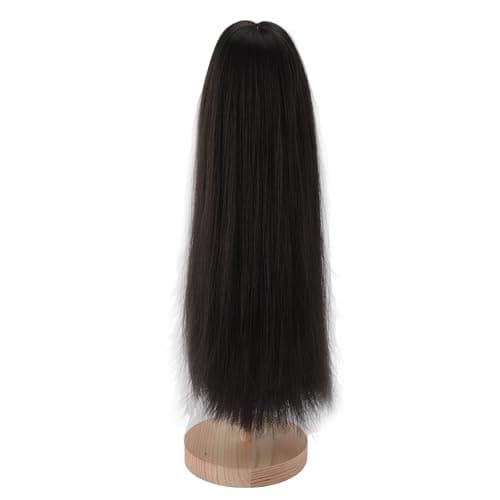 1/4 Scale Black Long Straight Wig with Bangs, Simulated Scalp Hair