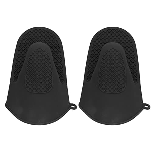 Zerodis Mini Silicone Oven Mitts for Cooking and BBQ (Black)