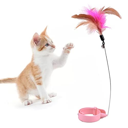 Zerodis Blue Interactive Cat Collar Toy with Bell for Indoor Play — Pink