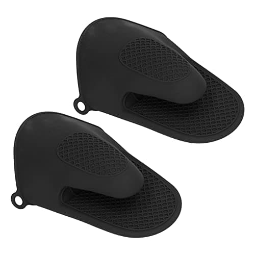 Zerodis Mini Silicone Oven Mitts for Cooking and BBQ (Black)