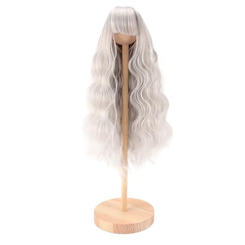 Zerodis Silver Doll Wig, Long Deep Curly Hair for Doll Making Supplies