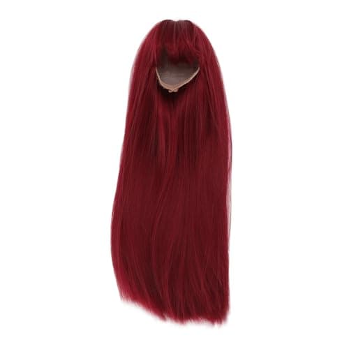 Zerodis High Temp Dark Brown Silk Doll Wig with Long Straight Hair — Wine Red