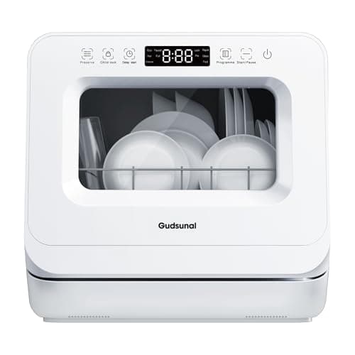 7L Portable Countertop Dishwasher for RV & Small Spaces, Hybrid Drying, 192℉ Hygiene, Black — White