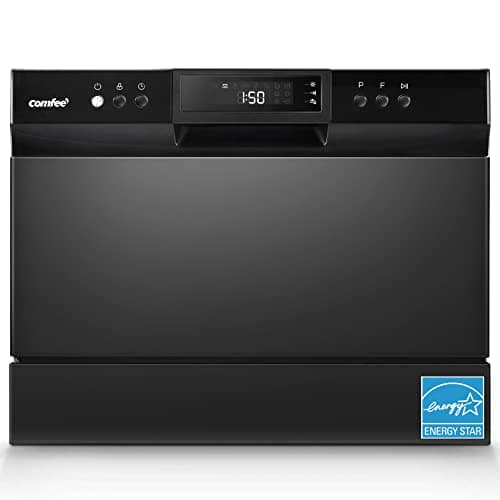 COMFEE Portable Mini Dishwasher, Energy Star, 6 Place Settings, White — Whole Black