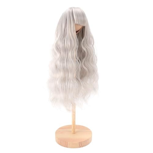 Zerodis Silver Doll Wig, Long Deep Curly Hair for Doll Making Supplies