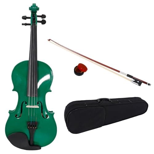 Beginner Violin Fiddle with Case Bow & Rosin, Pink Violin Set — Green