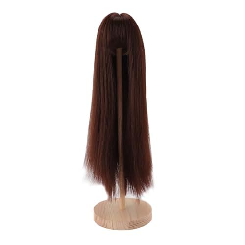 Zerodis High Temp Dark Brown Silk Doll Wig with Long Straight Hair