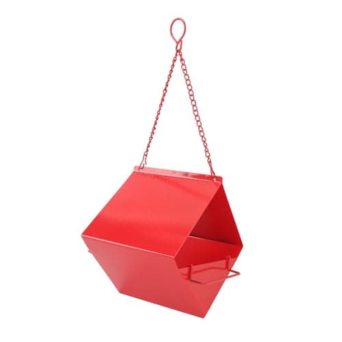 Zerodis Weatherproof Iron Squirrel-Proof Wild Bird Feeder (Red)