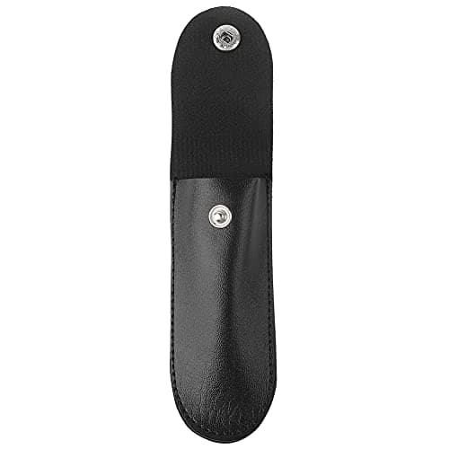Black Leather Wine Bottle Opener Case with Foil Cutter