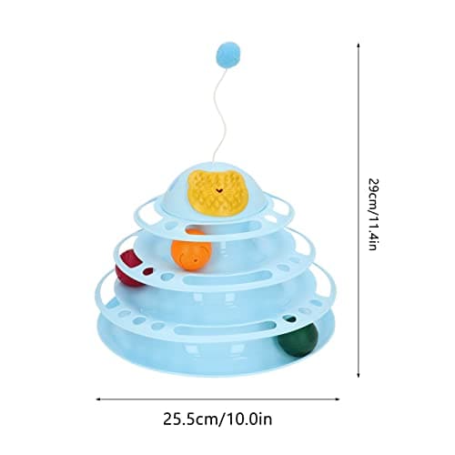 Interactive Cat Toy Tower with Plush Ball (Blue) for Kittens