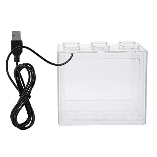 Zerodis Mini Aquarium Bowl with USB LED Light for Goldfish Décor
