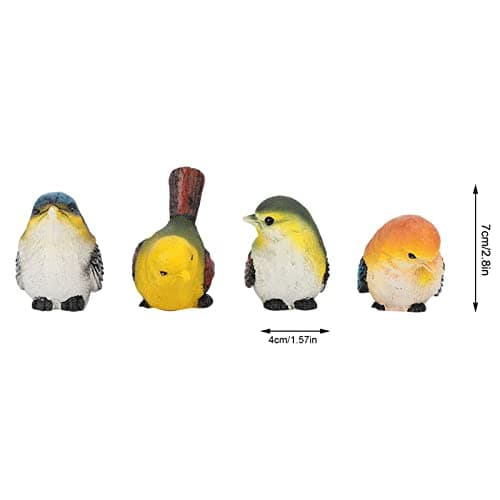 Zerodis Resin Bird Figurines, Pack of 4, Mini Garden Yard Art