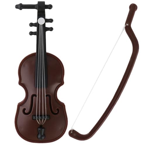 Miniature Violin Toy: Small Plastic Dollhouse Accessory with Bow
