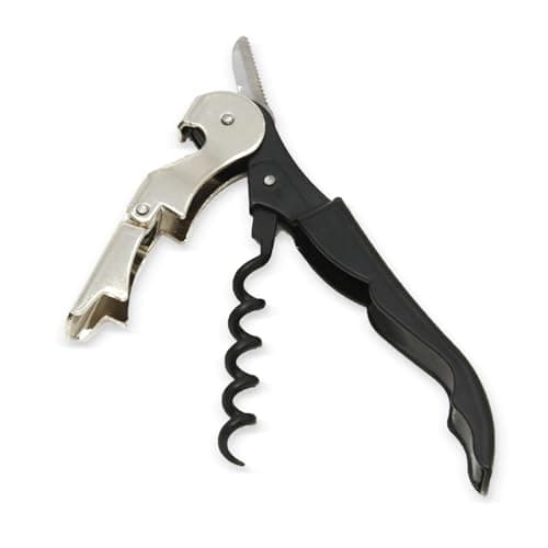 Waiters Corkscrew with Foil Cutter and Bottle Opener (5 inches, Stainless Steel/Black)
