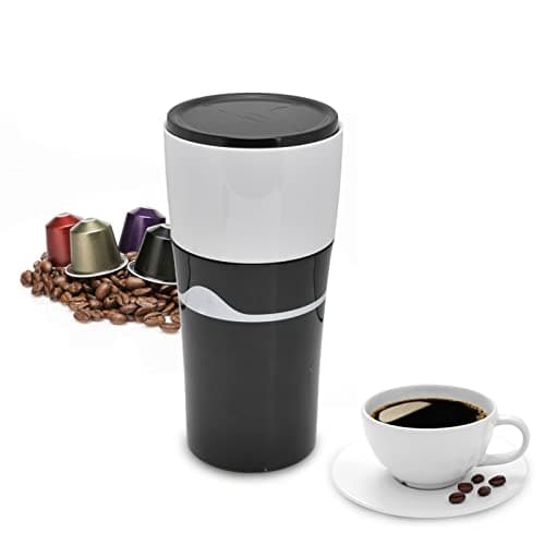 Portable Drip Coffee Maker for K Cup Capsules (Black and White)