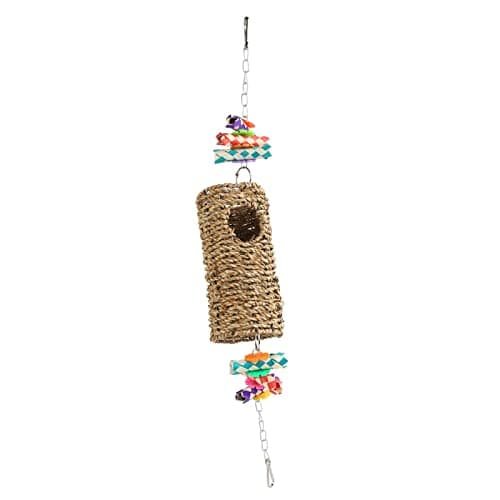 Durability and Fun: Hooked Bird Grass Woven Swing for Parrots and Parakeets