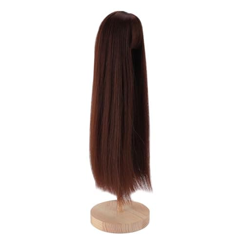 Zerodis High Temp Dark Brown Silk Doll Wig with Long Straight Hair