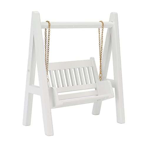 Exquisite Birch Wood Porch Swing for 1:12 Dollhouse Garden