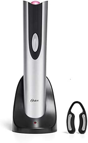 Oster Cordless Electric Wine Bottle Opener with Foil Cutter, Silver