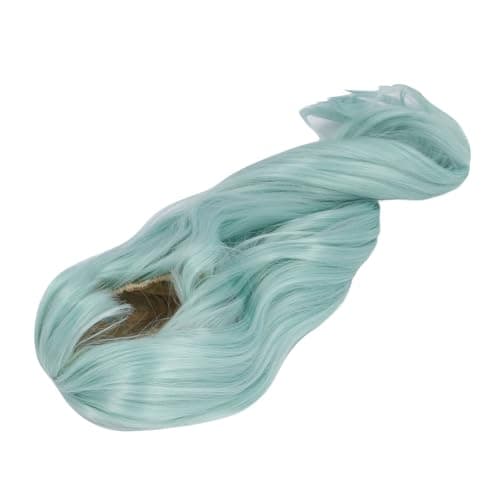 Soft Silk Artificial Long Wig for 35-39cm Cotton Dolls (Sky Blue, Light Green, Light Purple) — Light Green