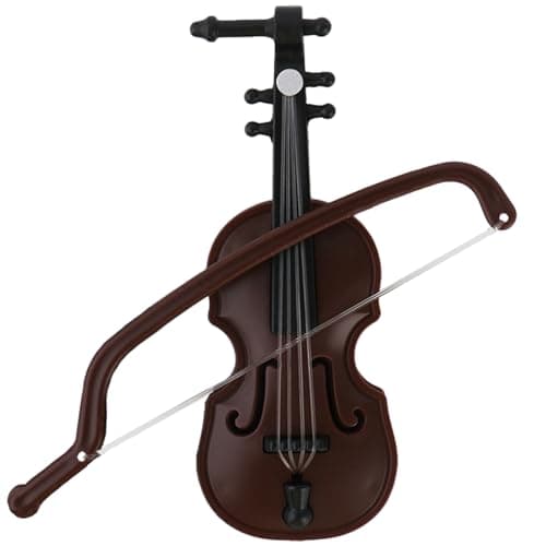 Miniature Violin Toy: Small Plastic Dollhouse Accessory with Bow