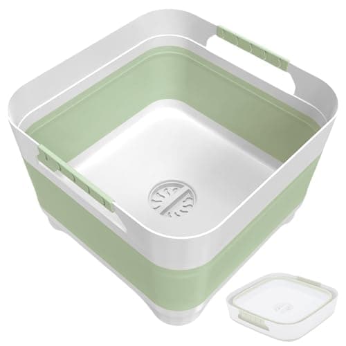 Sturdy Foldable Wash Basin for Baby Bottles, Versatile Kitchen, RV, Outdoor Sink — Mint Green