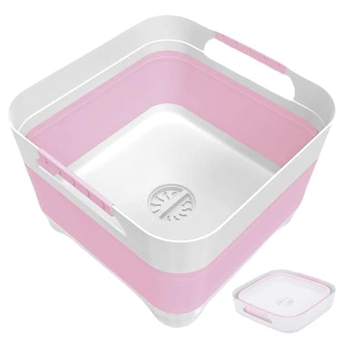 Sturdy Foldable Wash Basin for Baby Bottles, Versatile Kitchen, RV, Outdoor Sink — Pink
