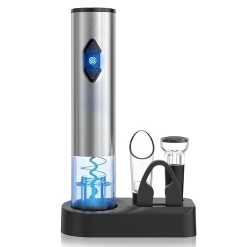 Circle Joy Battery-Powered Electric Wine Opener — 5-in-1 Battery Operated Wine Set - Silver