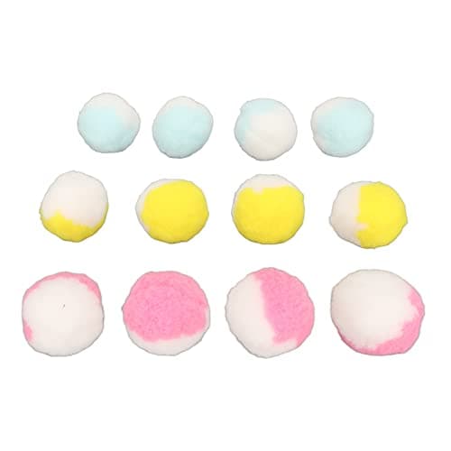 Zerodis Interactive Plush Cat Balls for Kitten Training - 12 Quiet 4.5cm Balls in Fun Colors