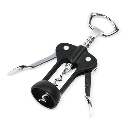 Waiters Corkscrew with Foil Cutter and Bottle Opener (5 inches, Stainless Steel/Black) — Black and Chrome
