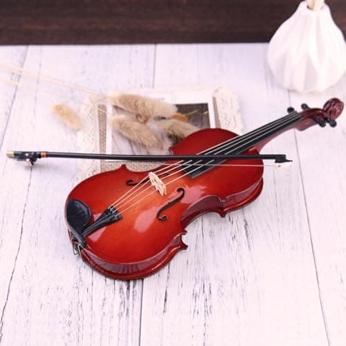 Wooden Mini Violin with Stand, Musical Dollhouse Model & Gift